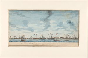 Gezicht op de stad Paramaribo door Frederik Jägerschiöld (signed by artist)