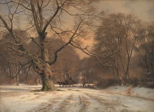 Winterlandschap. Motief uit Jægersborg Dyrehave door Frederik Rohde