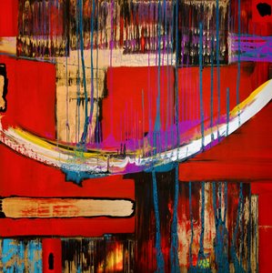 Dynamisch roodgoud abstract door Fredrik Olsen