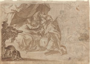 Jacob en Rebecca voor Isaac (recto) door French 18th Century
