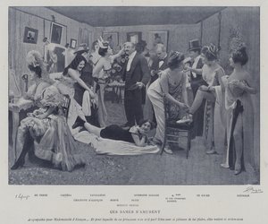 Actrices vermaken zich in de kleedkamers van het Théâtre des Variétés, Parijs