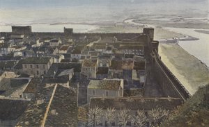 Aigues-Mortes, Uitzicht op de wallen, genomen vanuit het stadscentrum door French Photographer
