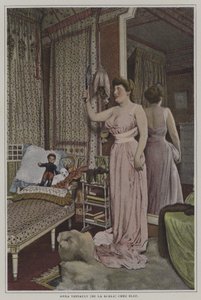 Anna Thibault, Franse zangeres bij La Scala, Parijs, thuis (kleurenfoto)