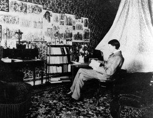 Aubrey Beardsley in het Cosmopolitan Hotel, Menton, Frankrijk, 1898 door French Photographer