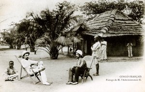 Brazzaville (Frans Equatoriaal Afrika - A.E.F.) Frans Congo: passage door de heer De administrator E. begin 20e eeuw (zwart-wit foto) door French Photographer