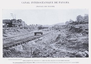 Interoceanisch Kanaal van Panama, Werkzaamheden bij de Sluis door French Photographer