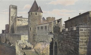 Carcassonne Cite, Westzijde Pad van de wallen, Toren van Justitie (voor restauratie)