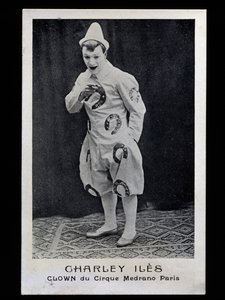 Clown Charley Iles (1876-?) van het Medrano circus in Parijs, circa 1910, ansichtkaart, Frankrijk, 20e eeuw door French Photographer