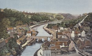 Dinan en de benedenloop van de Rance, uitzicht vanaf het viaduct van Lanvallay door French Photographer