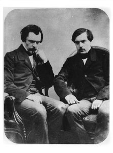 Edmond Louis Antoine Huot de Goncourt en Jules Alfred Huot de Goncourt (daguerreotype) door French Photographer
