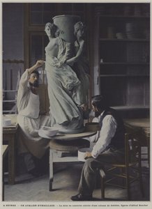 Emailleerwerkplaats in de Sevres porseleinfabriek, Frankrijk door French Photographer