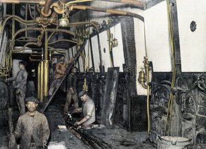 Franse marine, eind 19e eeuw: Schoonmaak van ruimen en ketelruimten door French Photographer