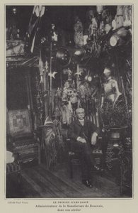 Franse schilder Jules Badin, Manager van de Beauvais Tapestry Manufacture, in zijn werkplaats door French Photographer