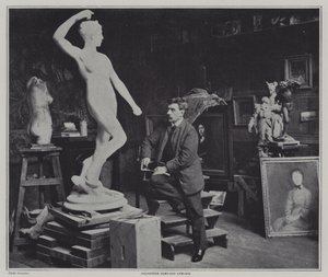 Franse schilder en beeldhouwer Alexandre Falguiere in zijn studio door French Photographer