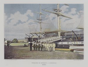 Fuseliers op weg naar oefeningen in Lorient, Frankrijk door French Photographer