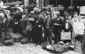 Tuinmannen van de Les Halles markt, Parijs, 1907 door French Photographer