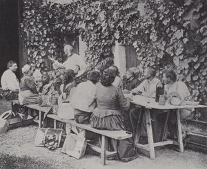 Druivenplukkers eten lunch door French Photographer