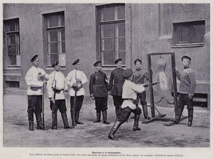 Het Russische Leger: Bajonetvechten (zwart-wit foto)