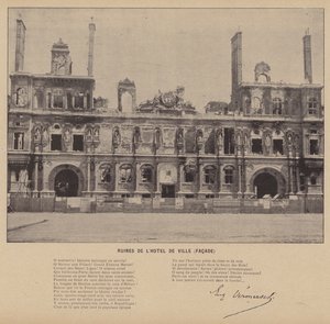 La Commune de Paris, Ruïnes van het stadhuis, gevel door French Photographer
