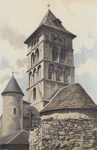 Livernon, Kerk, Klokkentoren en apsis door French Photographer