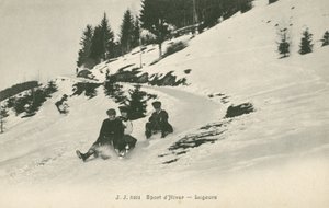 Rodelaars op een berg