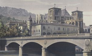 Lyon, Aartsbisschoppelijk paleis, St-Janskathedraal en heuvel van Fourvière door French Photographer