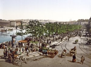Marché Saint Antoine, Kade des Célestins, Lyon, ca. 1900 door French Photographer