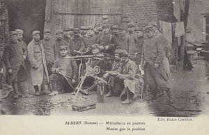 Maxim-geweer in positie, Albert, Somme, Eerste Wereldoorlog door French Photographer