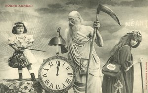 Nieuwjaarskaart met Vader Tijd door French Photographer