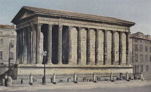 Nimes, Maison Carree (Museum van de oudheden), Zuidwestelijk overzicht door French Photographer