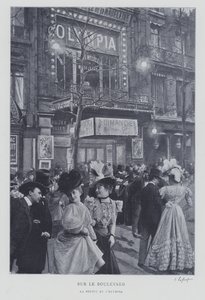 Op de Boulevard des Capucines buiten de Olympia muziekhal, Parijs door French Photographer