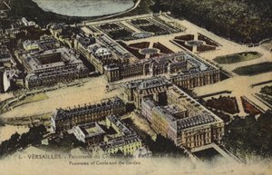 Panoramisch uitzicht op het Paleis en de Tuinen van Versailles door French Photographer
