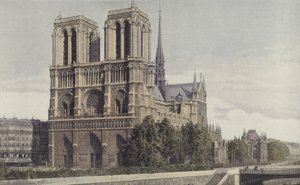 Parijs, Notre-Dame Kerk, Gezicht op de westgevel door French Photographer