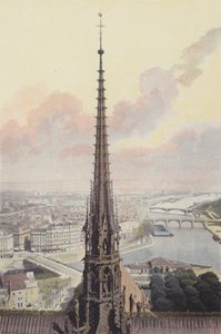 Parijs, torenspits van Notre-Dame, zicht vanaf de zuidelijke toren door French Photographer