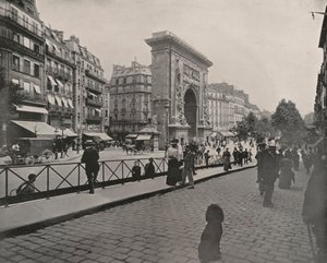 Parijs: Porte St Denis, lunchpauze (zw/w foto) door French Photographer