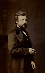 Portret van Félix-Joseph Barrias, Franse schilder, visitekaartje (zwart-wit foto) door French Photographer