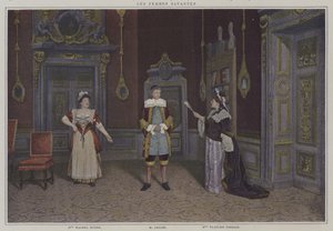 Scène uit een productie van Les Femmes Savantes, door Moliere
