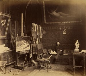 De schilder Toulot in zijn atelier door French Photographer