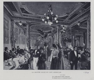 De grote zaal van het Café Americain, Parijs door French Photographer