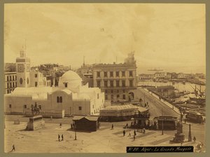 Uitzicht op Algiers - La Grande Mosquee, ca.1860-1900 (zw/w foto) door French Photographer