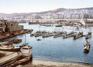 Uitzicht op de Haven van Algiers vanaf het Admiraalshuis, gepubliceerd 1900 door French Photographer