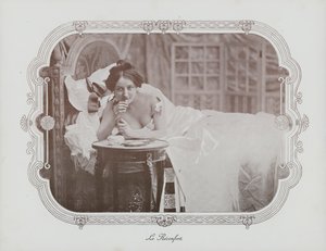 Vrouw die ontspant in bed door French Photographer