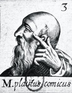 (met de klok mee vanaf links) Portret van Horatius (65-8 v.Chr.); portret van Scipio Aemilianus (Africanus Minor) (185-129 v.Chr.); portret van Plautus (ca. 254-184 v.Chr.) (detail) door French School