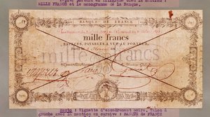 1000 francs bankbiljet van 8 Floreal, An X (28 april 1802) door French School