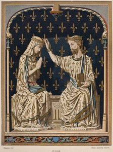 14e-eeuwse kroning van de Maagd, ivoor uit het Louvre, illustratie uit het Dictionnaire de l