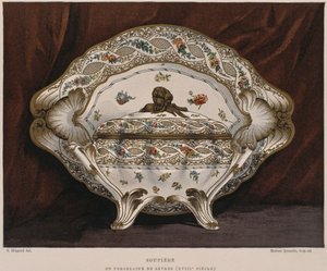 18e-eeuwse Sevres porseleinen terrine, illustratie uit het Dictionnaire de l