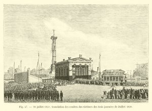 28 juli 1840, overbrenging van de as van de slachtoffers van de drie julidagen van 1830