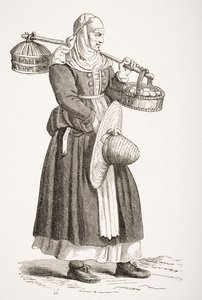 Een eierhandelaar, naar een 16e-eeuwse houtsnede door Cesare Vecellio (1521-1601) uit 
