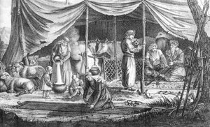 Een familie van Koerdische nomaden, uit Voyage en Perse door Gaspard Drouville