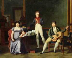 Een Muzikant en zijn Familie, mogelijk Fernando Sor (1778-1839) door French School